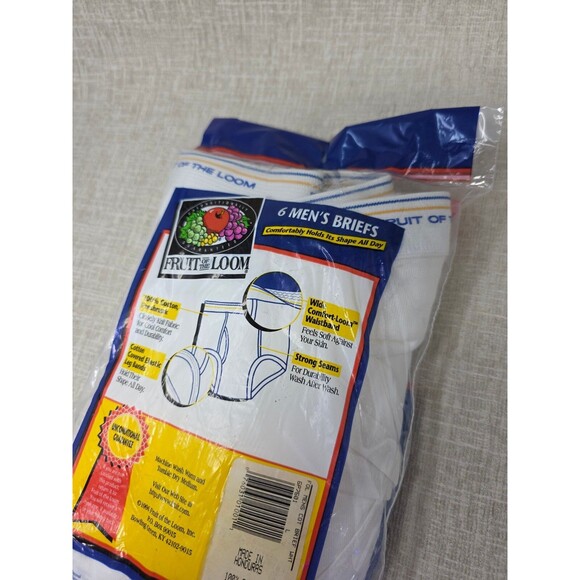 VTG NEW Fruit of the Loom Briefs 6 Pack 1996 Men's White Size Large 38-40 1996 - Picture 5 of 5